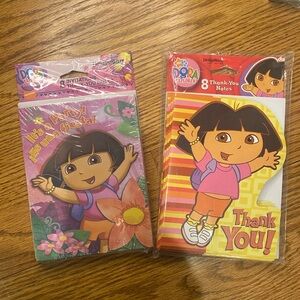 Dora the Explorer party invitations with thank you postcards and cards